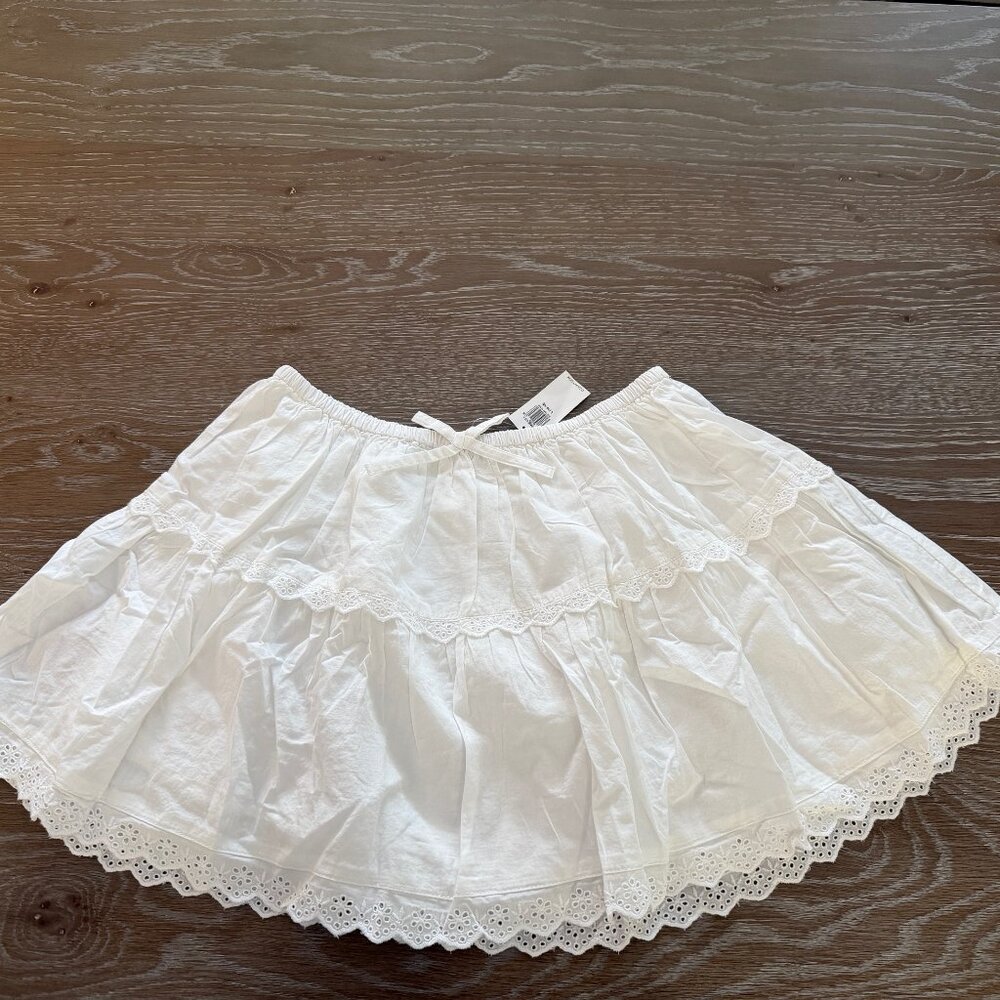 NWT!  Girls Old Navy white eyelet linen skirt elastic waist size large 10-12